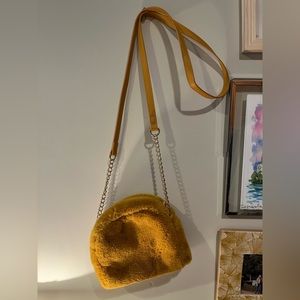 Mustard yellow furry purse
